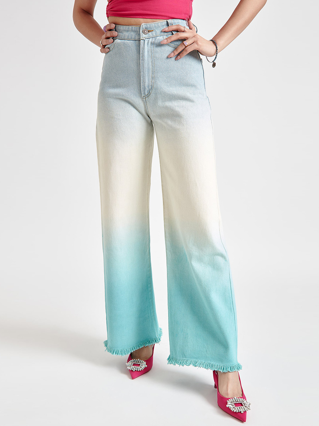 

THE CLOTHING FACTORY Women Blue Classic Coloured High-Rise Heavy Fade Jeans