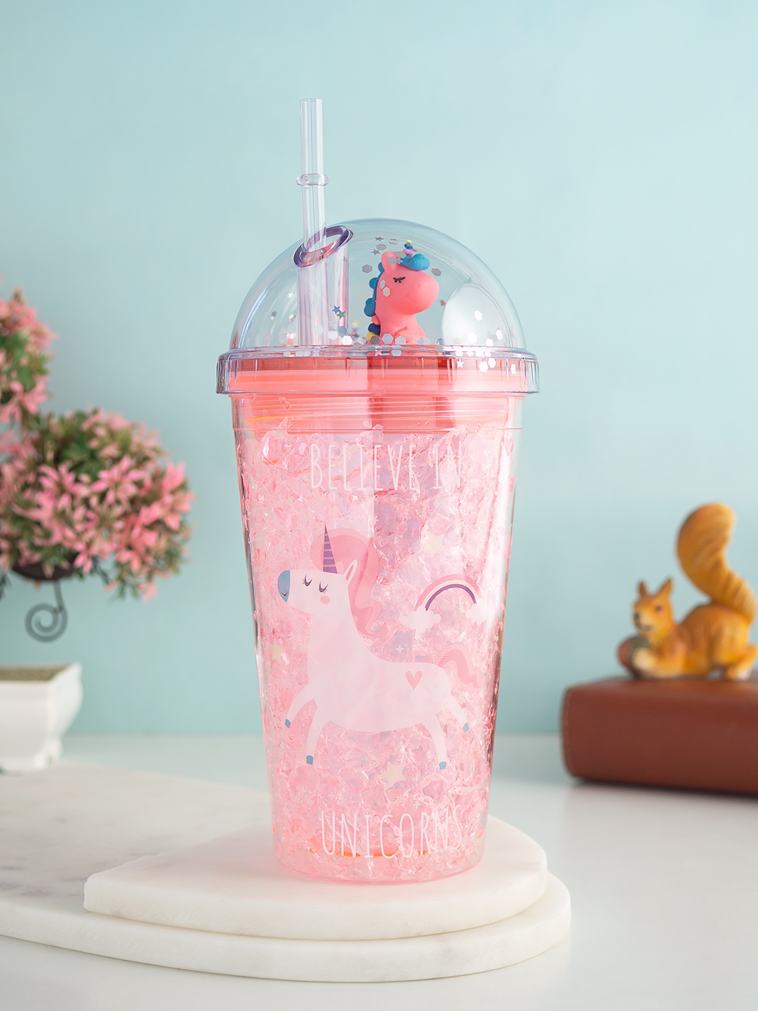 

Golden Peacock Pink Printed Sipper Bottle With Straw 500 ml
