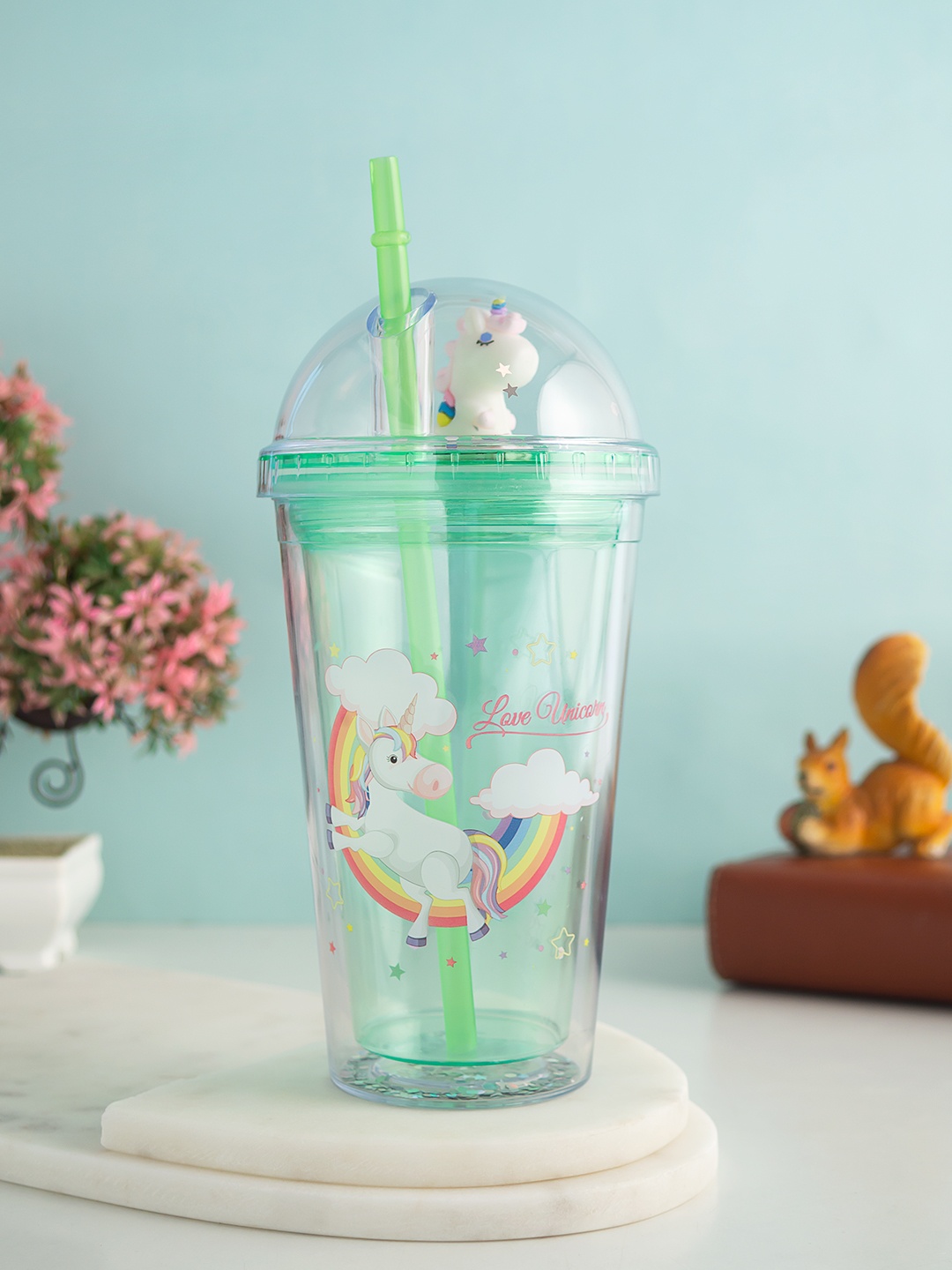 

Golden Peacock Transparent Printed Sipper Bottle With Straw 500 ml
