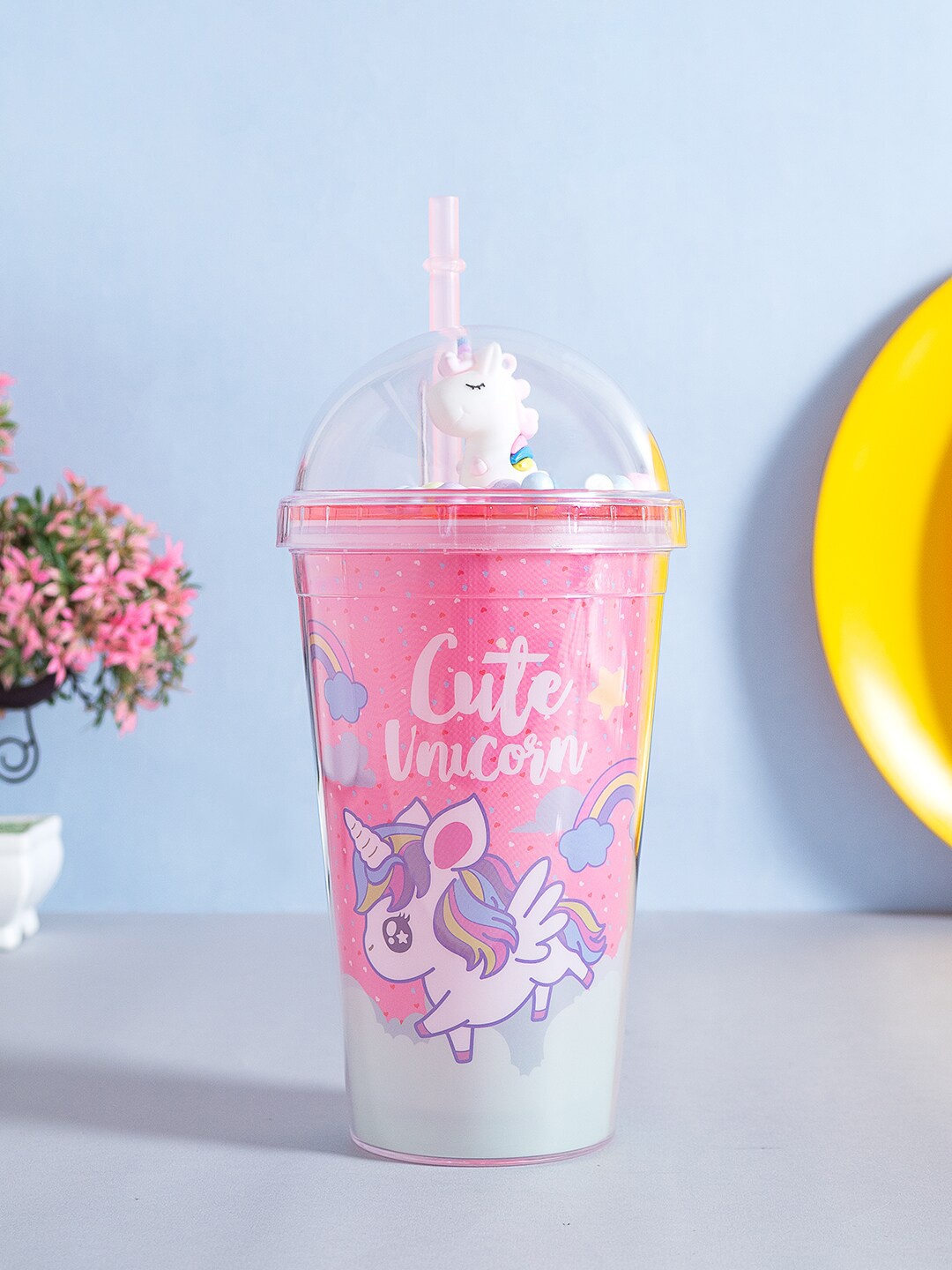 

Golden Peacock Pink Printed Sipper Bottle With Straw 500 ml