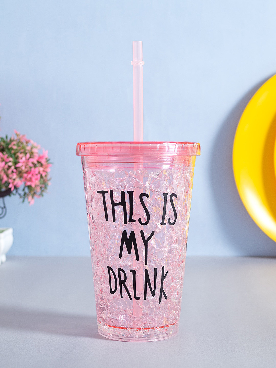 

Golden Peacock Pink Printed Sipper Bottle With Straw 500 ml