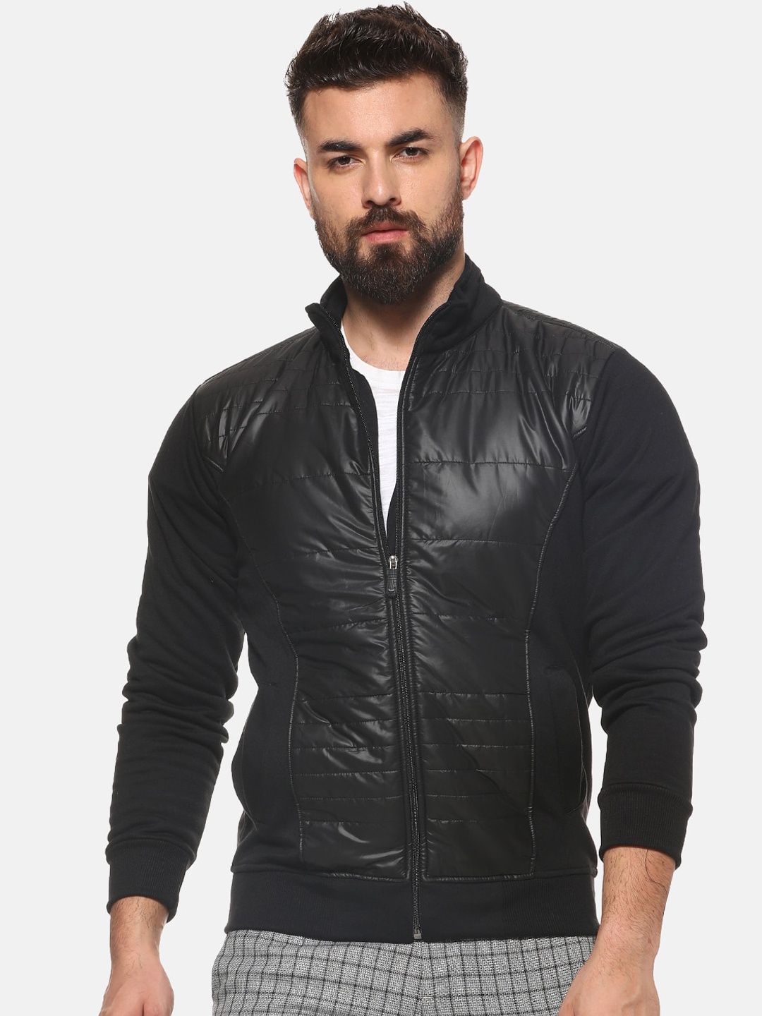 

Campus Sutra Men Black Solid Bomber Jacket