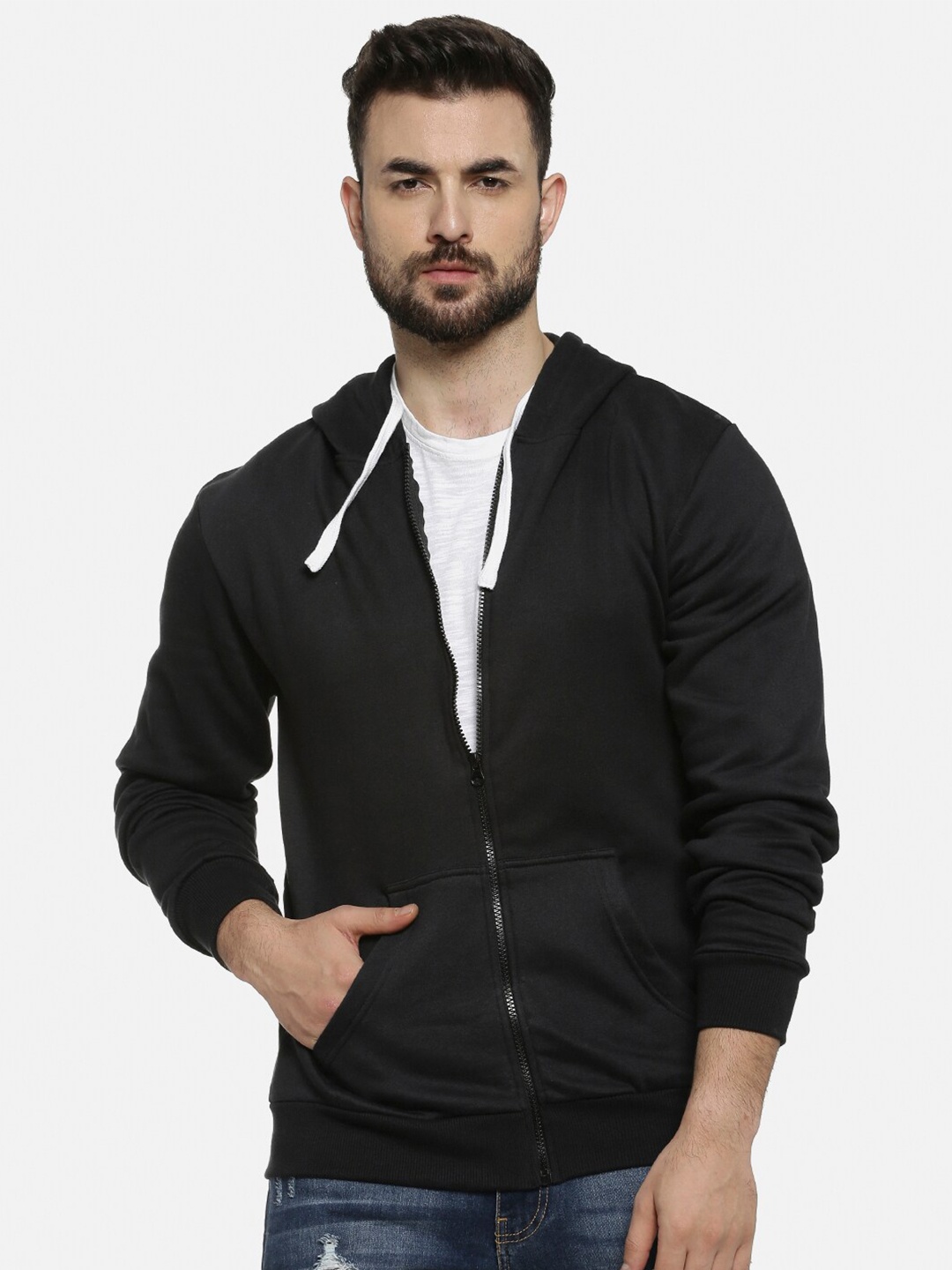 

Campus Sutra Men Black Hooded Sweatshirt