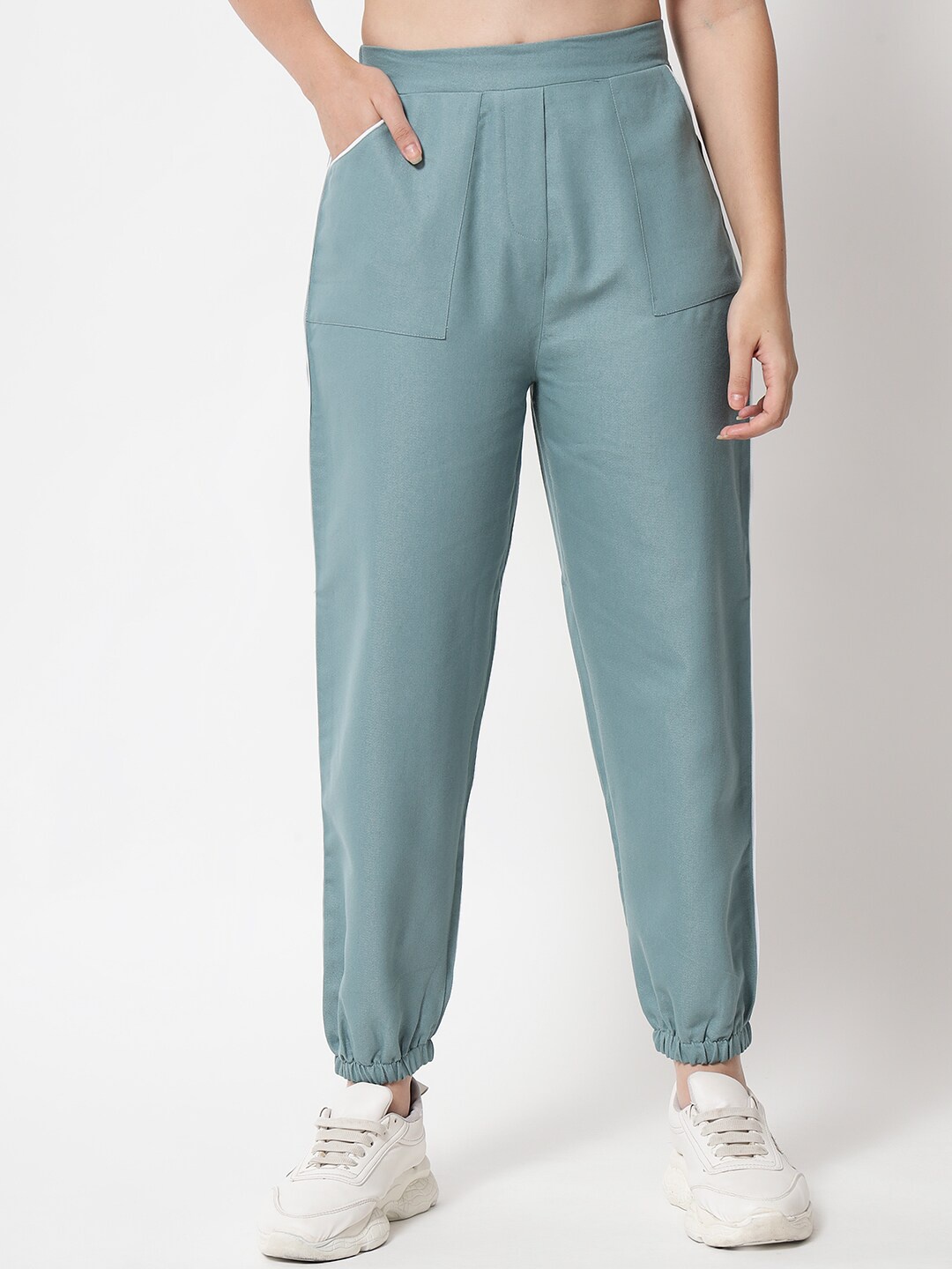 

Orchid Blues Women Green High-Rise Joggers Trousers