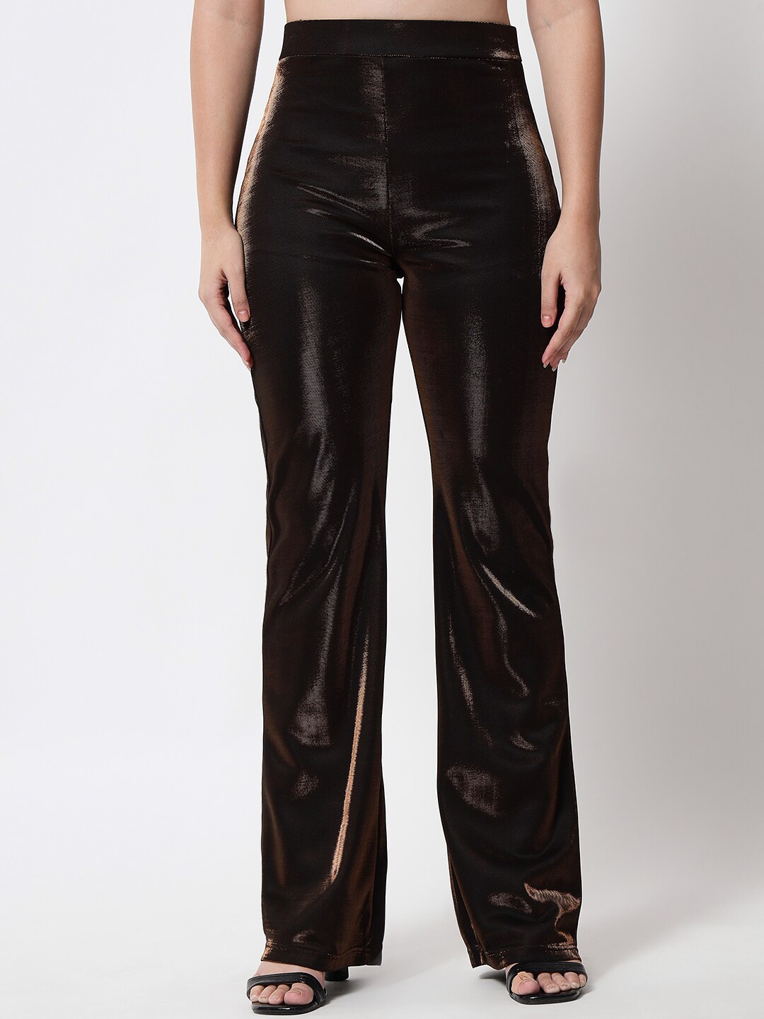 

Orchid Blues Women Brown Shimmer High-Rise Trousers