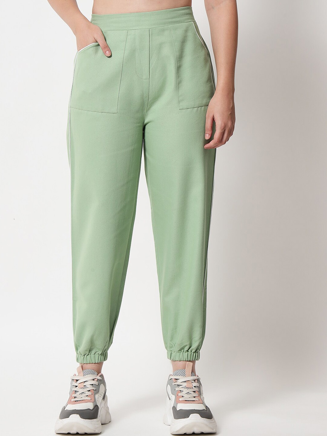 

Orchid Blues Women Green High-Rise Joggers Trousers