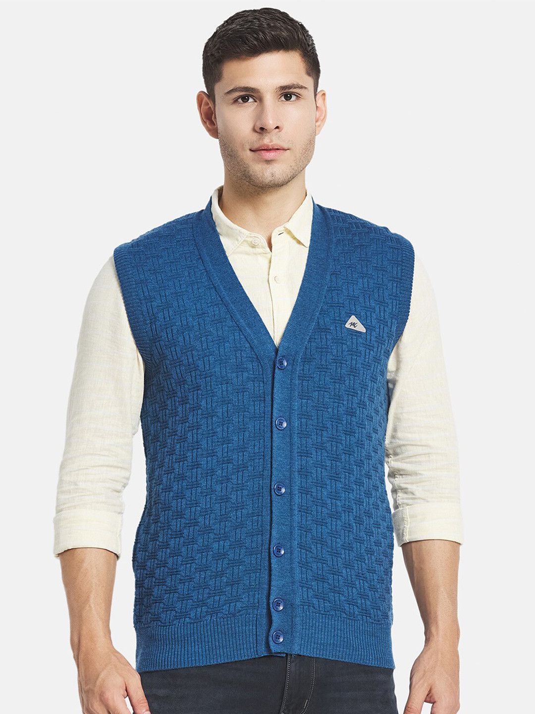 

Monte Carlo Men Blue V Neck Cardigan