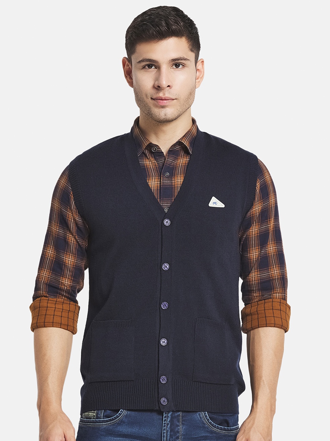 

Monte Carlo Men Navy Blue Solid Cardigan
