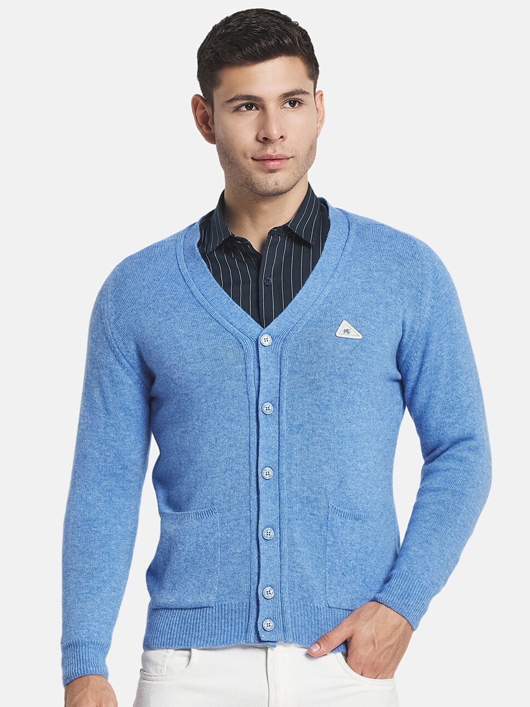 

Monte Carlo Men Blue Solid Long Sleeves Cardigan