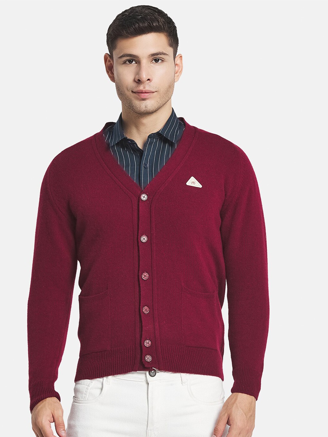 

Monte Carlo Men Maroon Solid Wool Cardigan