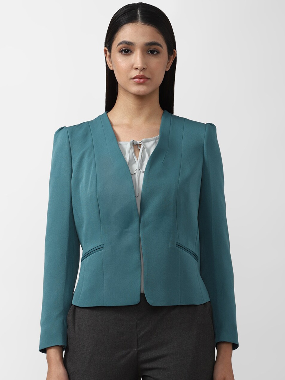 

Van Heusen Woman Blue Solid Single Breasted Casual Blazer