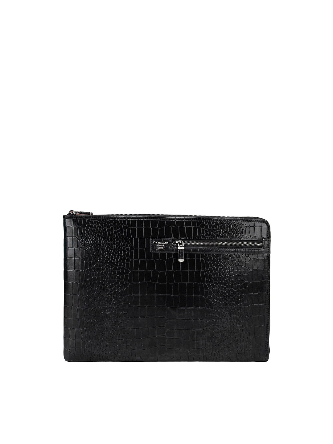 

Da Milano Men Black Textured Leather Laptop Sleeve