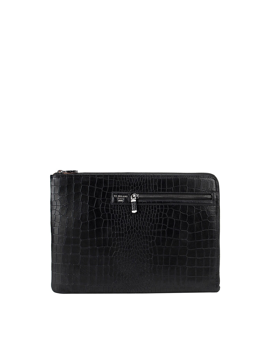 

Da Milano Men Black Textured Leather Laptop Sleeve
