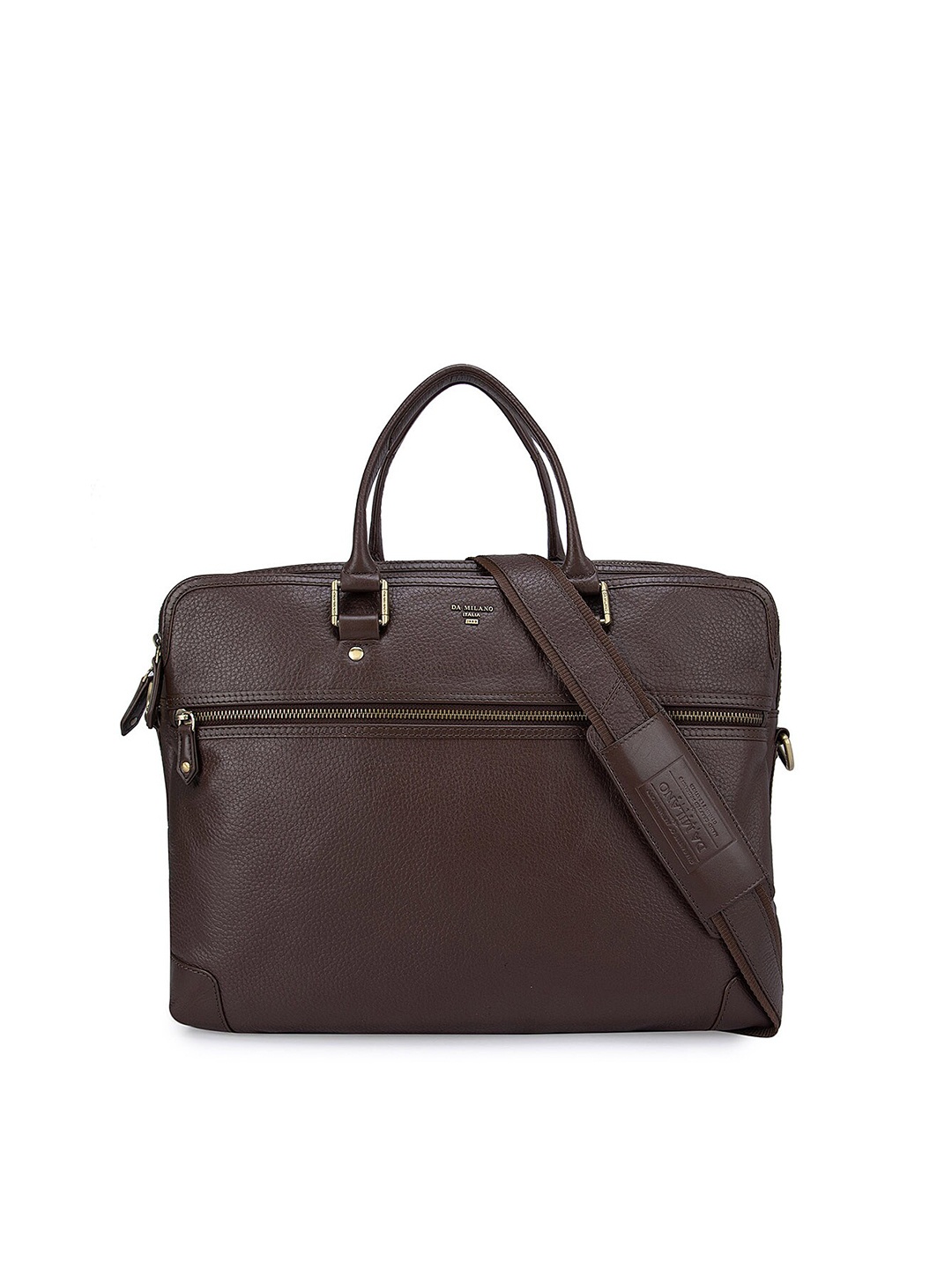

Da Milano Men Brown Textured Leather Laptop Bag