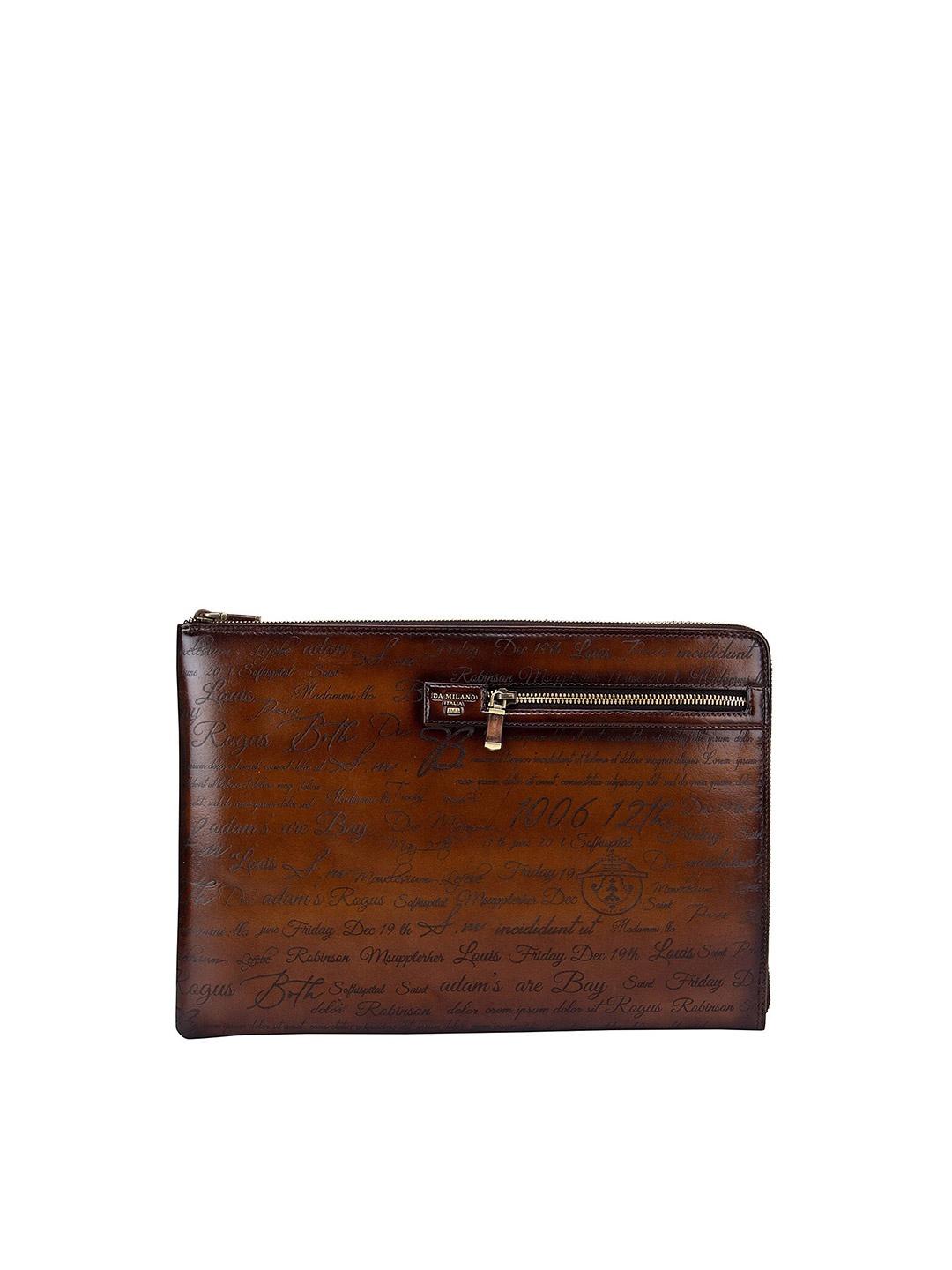 

Da Milano Men Brown Printed Leather Laptop Sleeve