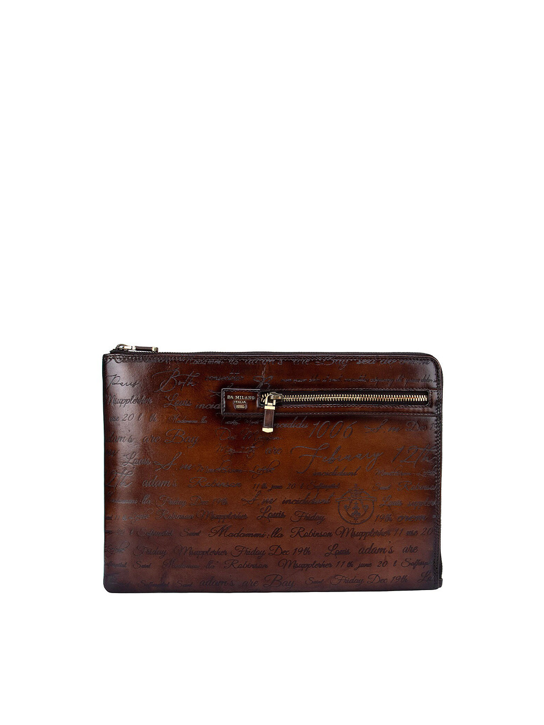 

Da Milano Men Brown Textured Leather Laptop Sleeve