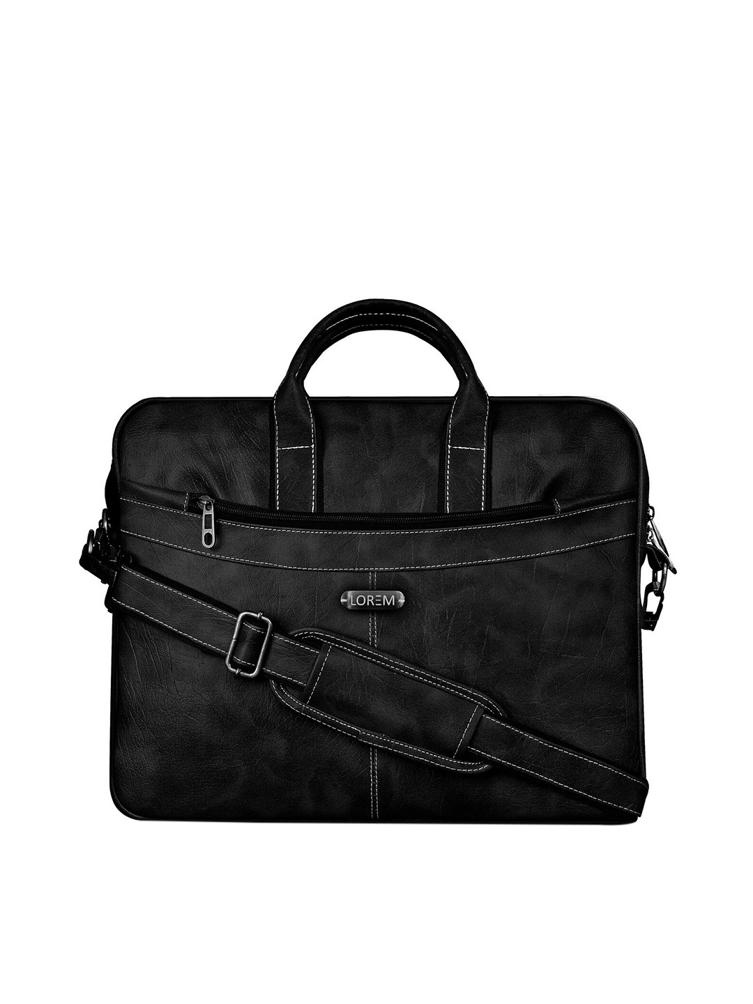 

LOREM Unisex Black Color Faux Leather Formal 10L Textured Laptop Bag