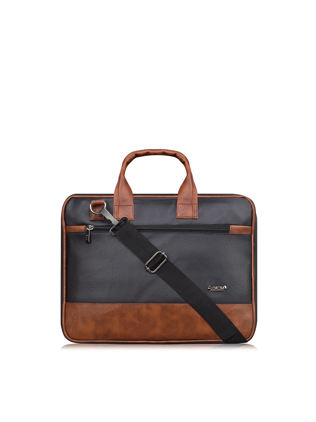 

LOREM Unisex Black & Brown Textured Laptop Bag