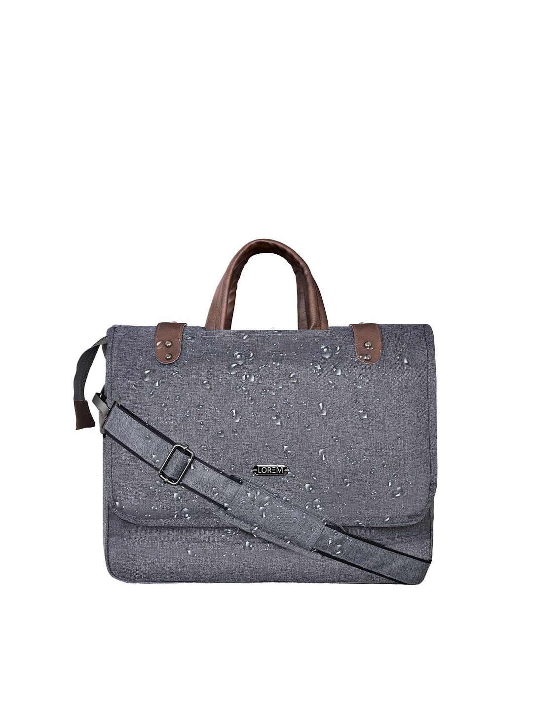 

LOREM Men Grey Textured Laptop Bag