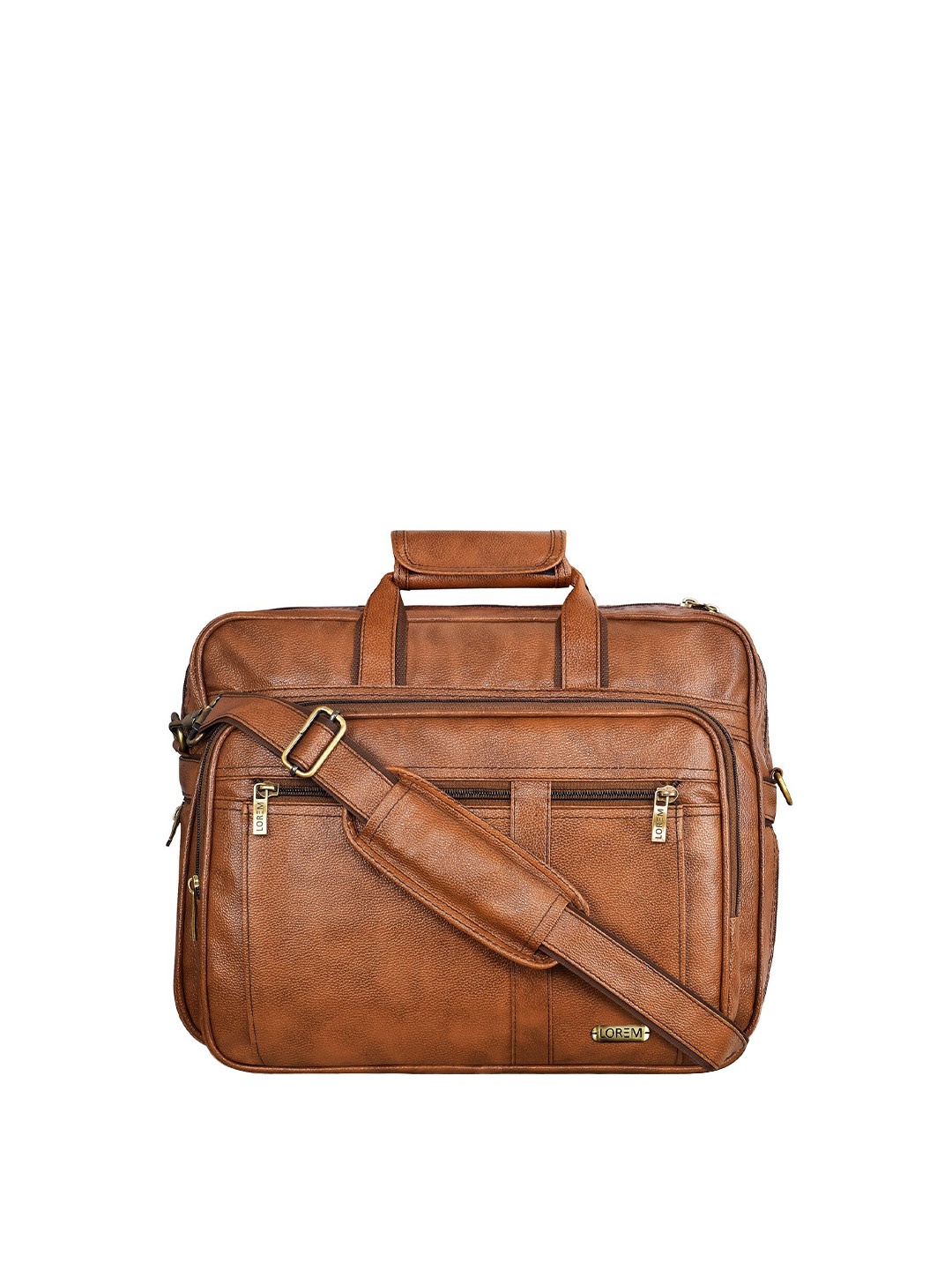 

LOREM Men Tan & Gold-Toned Formal Laptop Bag