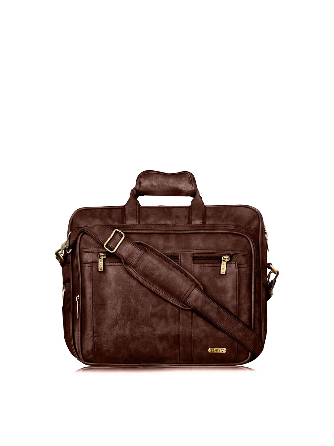 

LOREM Men Brown Textured Laptop Bag