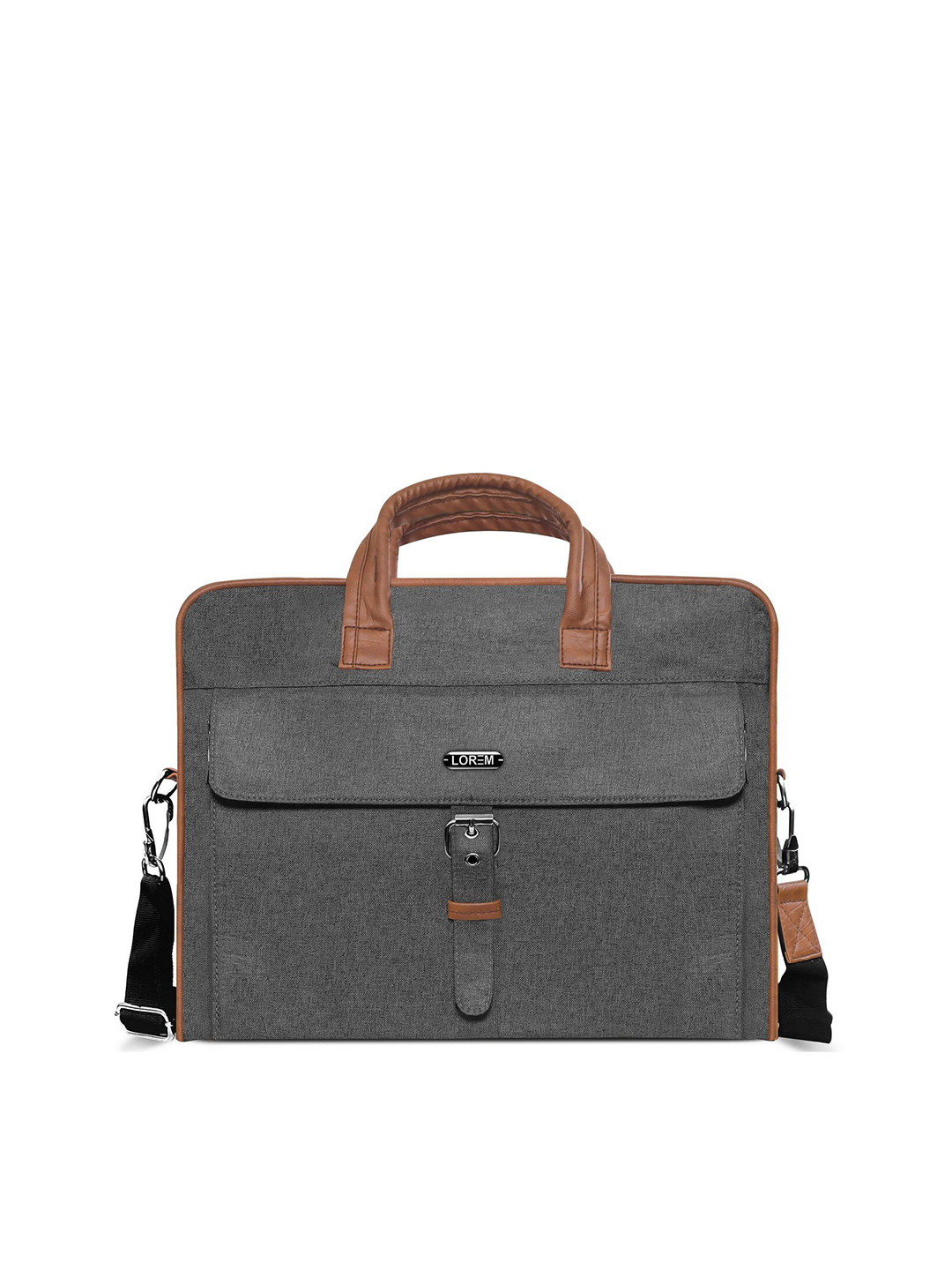 

LOREM Men Grey Textured Laptop Bag