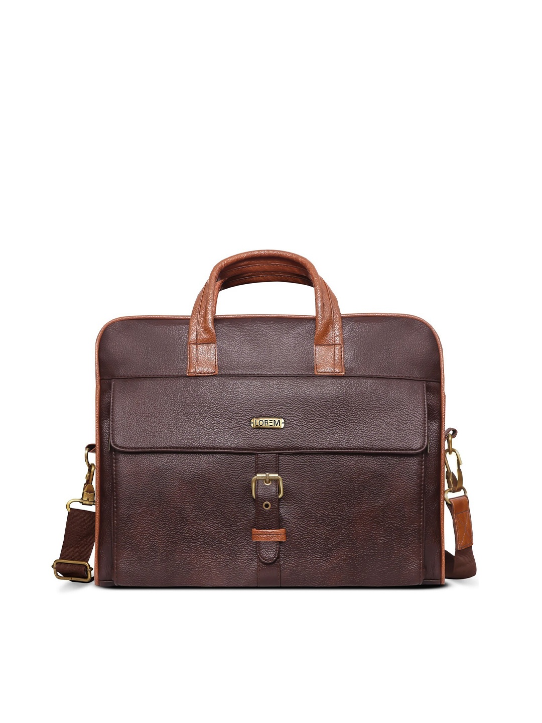 

LOREM Men Brown & Black Textured Laptop Bag