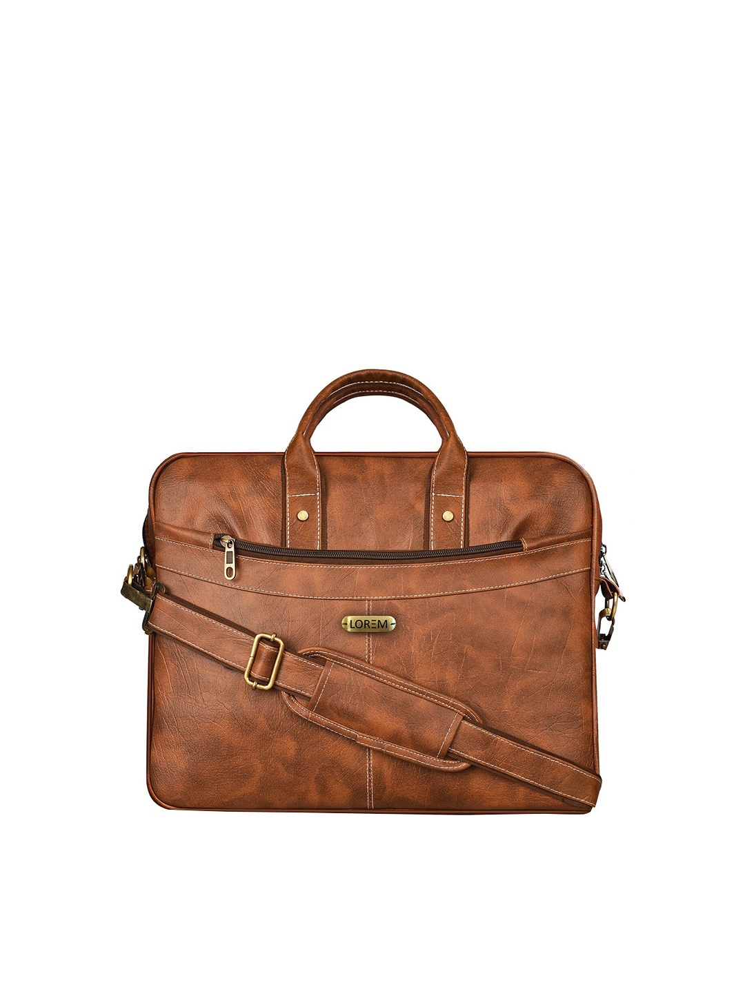 

LOREM Unisex Tan & Black Textured Laptop Bag