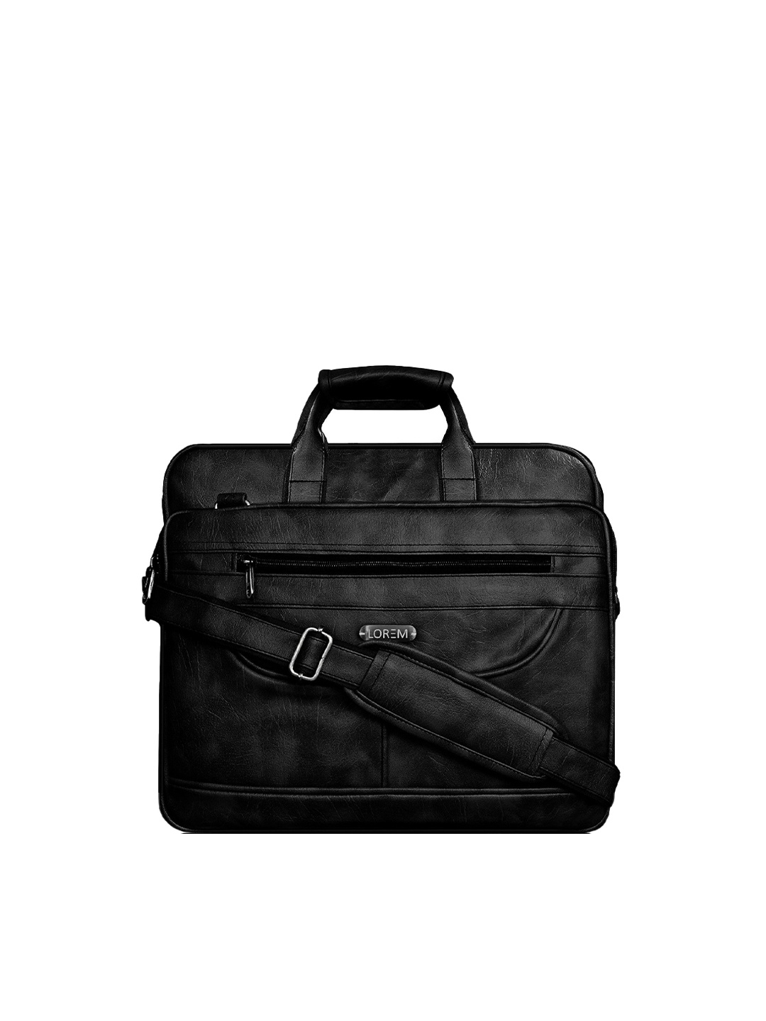 

LOREM Men Black Textured Laptop Bag