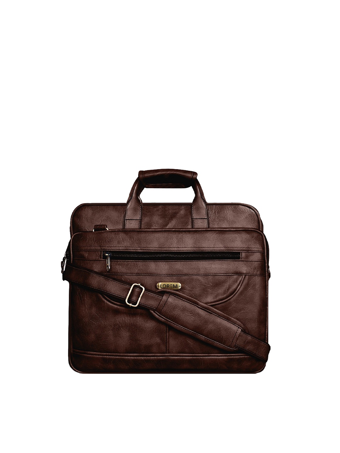 

LOREM Men Maroon & Black Textured Laptop Bag