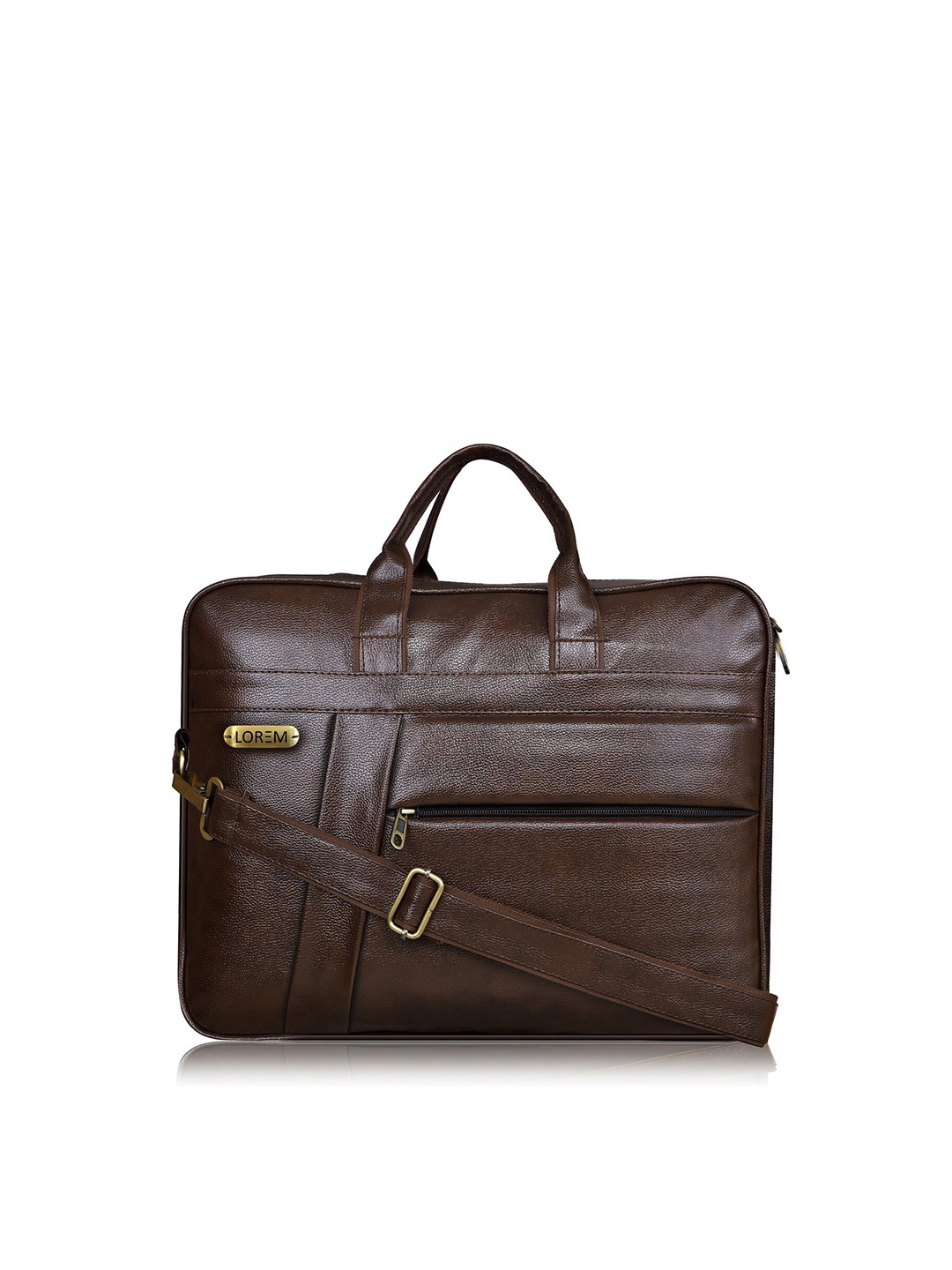 

LOREM Unisex Coffee Brown & Gold-Toned Textured Laptop Bag