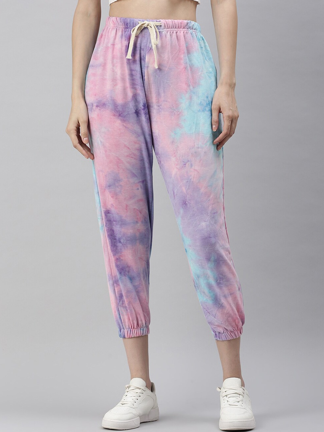 

SHOWOFF omen's Loose Fit Blue Tie and Dye Track Pant