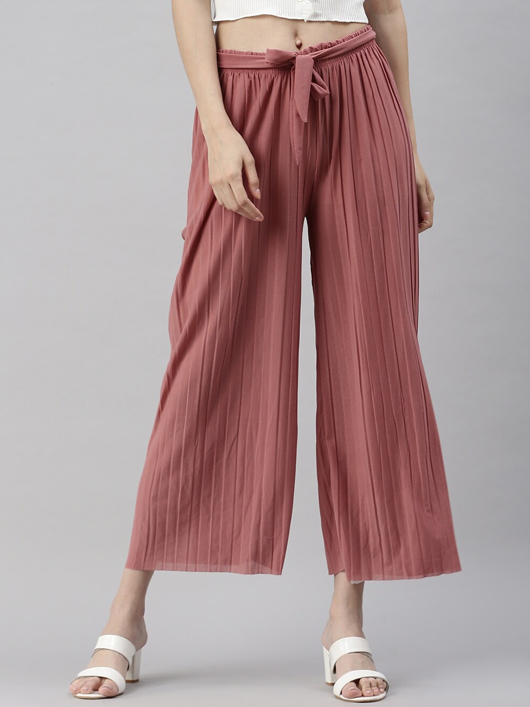 

SHOWOFF Women Mauve High-Rise Pleated Trousers