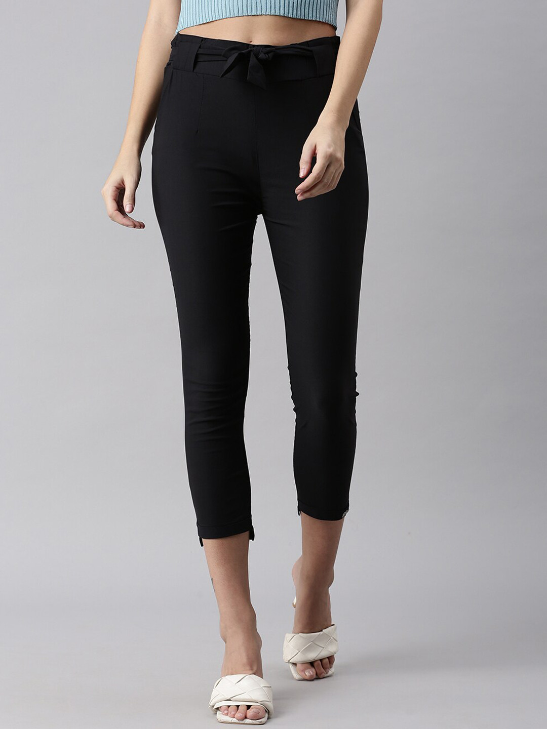 

SHOWOFF Women Black High-Rise Easy Wash Trousers