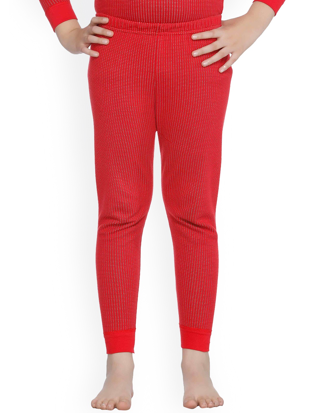 

Bodycare Kids Boys Red Striped Cotton Thermal Bottoms