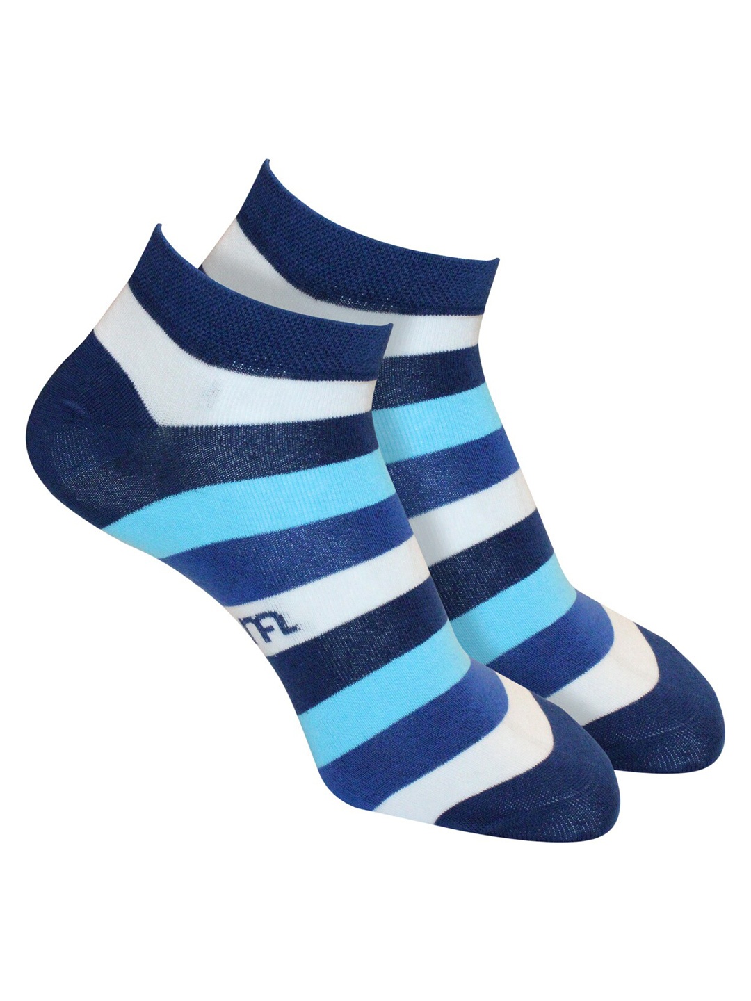 

Man Arden Men Navy Blue & White Striped Ankle-Length Socks