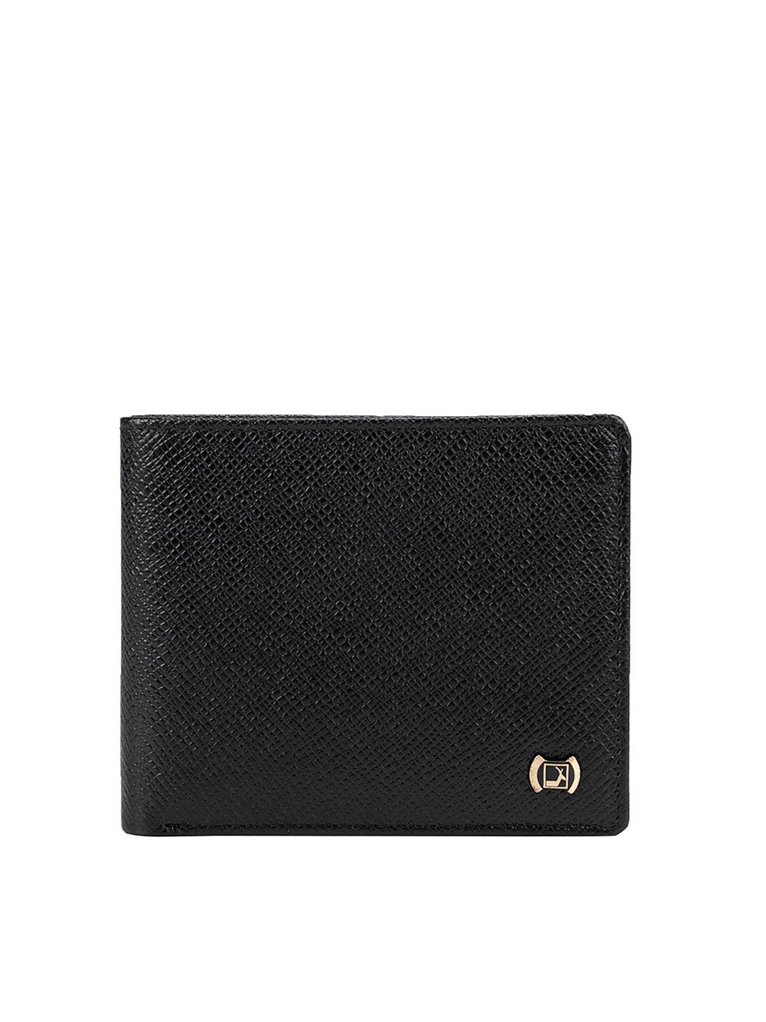

Da Milano Men Black Textured Leather Two Fold Wallet