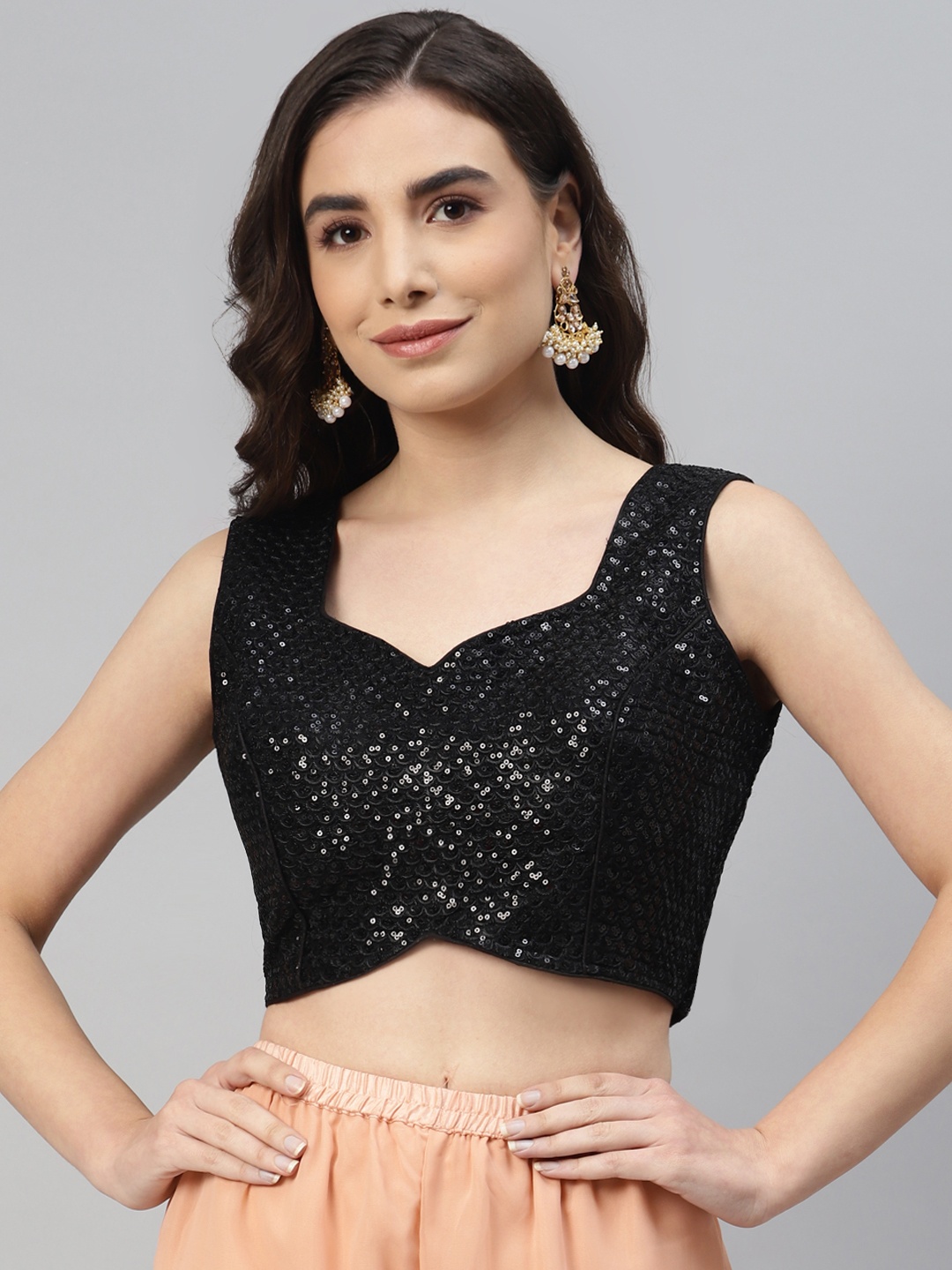 

SHOPGARB Black Sequinned Georgette Saree Blouse