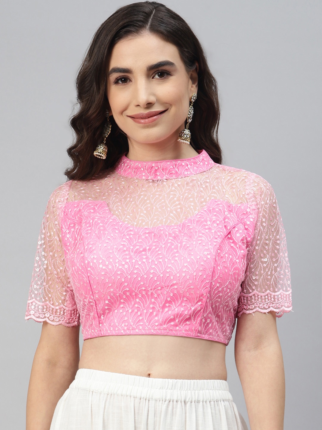 

SHOPGARB Women Pink Sequined Padded Saree Blouse