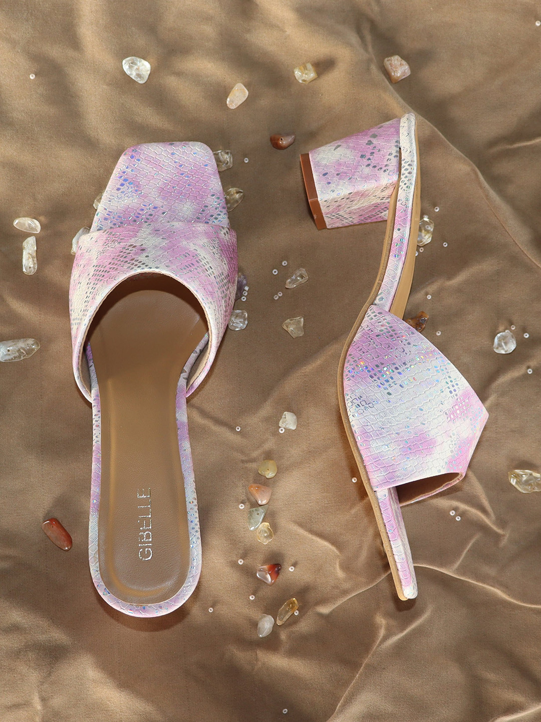 

Gibelle Pink Printed Block Heels