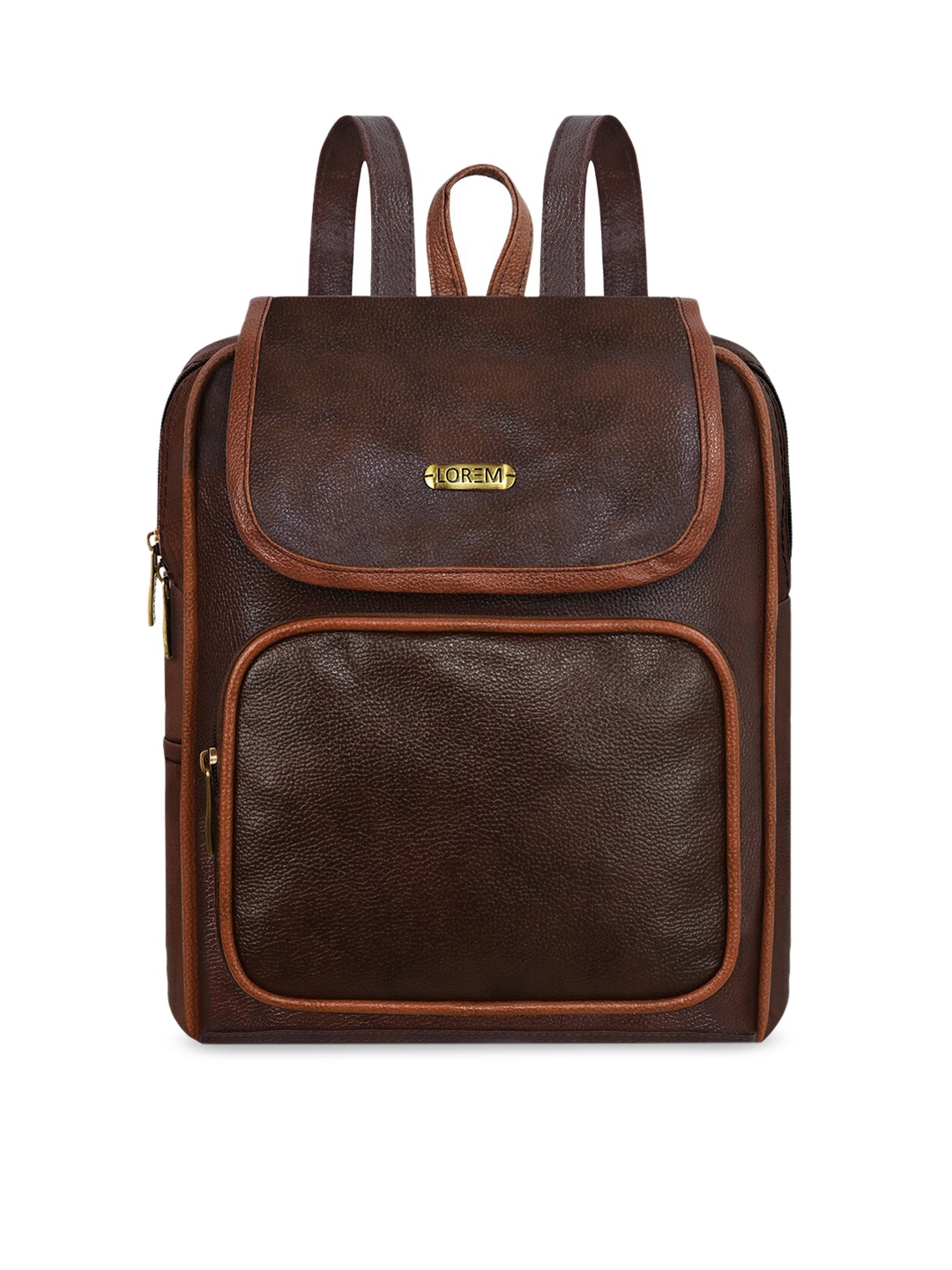 

LOREM Women Brown Textured Backpack