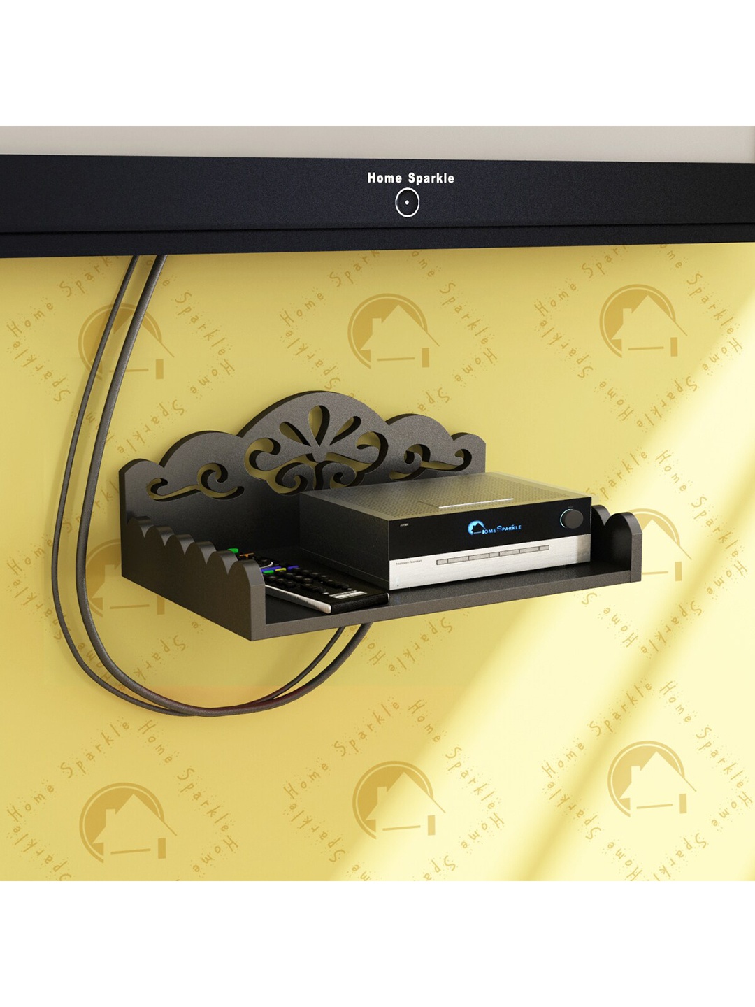 

Home Sparkle Wood Set Top Box Wall Shelf, Black