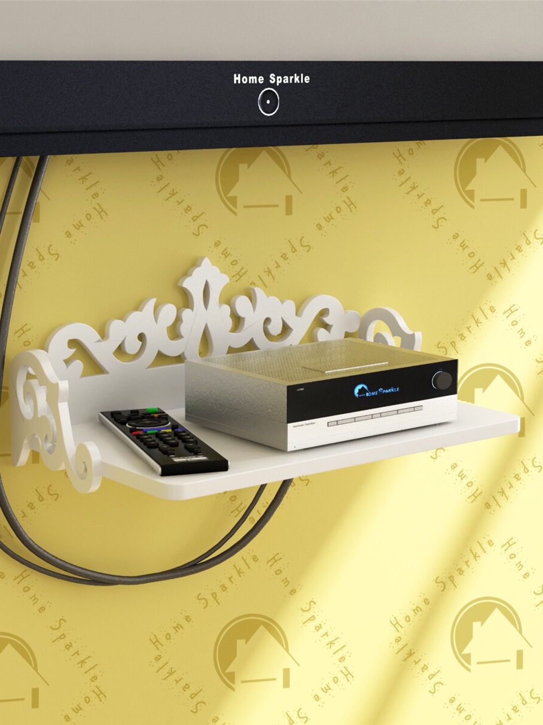 

Home Sparkle White MDF Engineered Wood Wall Mount Set Top Box Holder