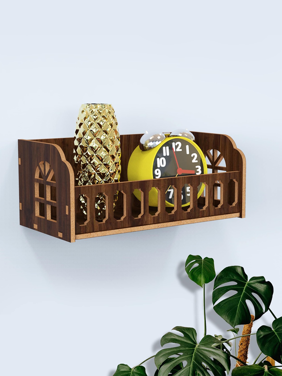 

Home Sparkle Brown Wall Mounted Wooden Shelves Wall Hanging Self