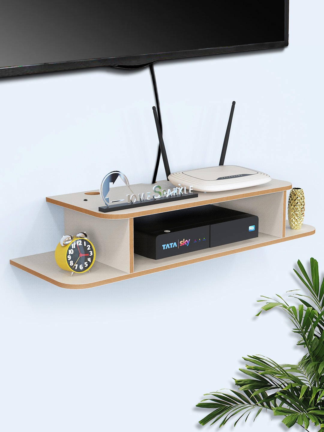 

Home Sparkle White Solid Floating Wall Shelf Set top Box Stand