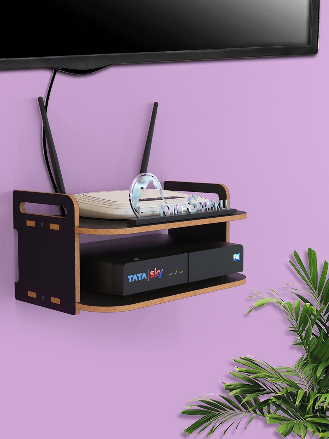 

Home Sparkle Black MDF Double Shelf Set Top Box Holder