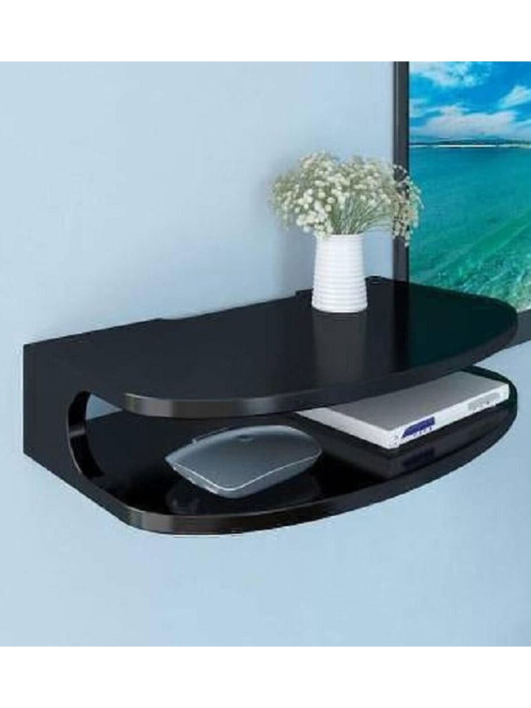 

Home Sparkle MDF Setup Box Wall Shelf, Black