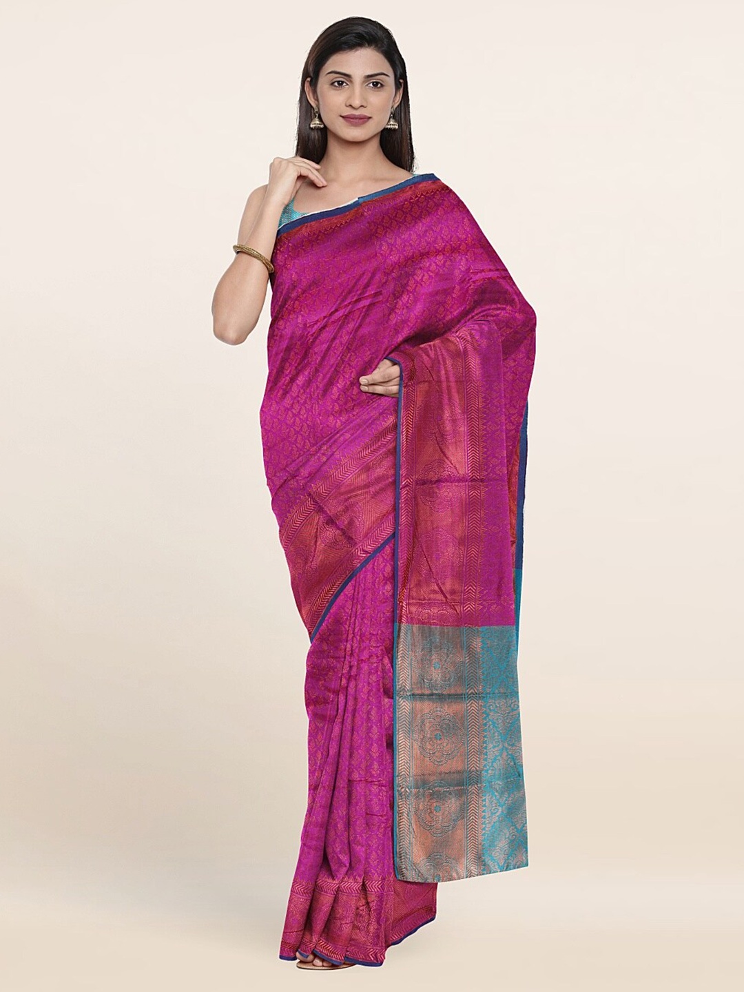 

Pothys Women Purple & Blue Woven Design Zari Saree