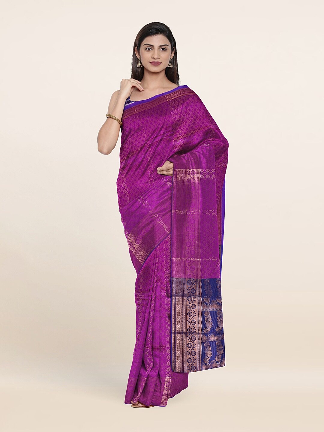 

Pothys Purple & Navy Blue Woven Design Zari Saree