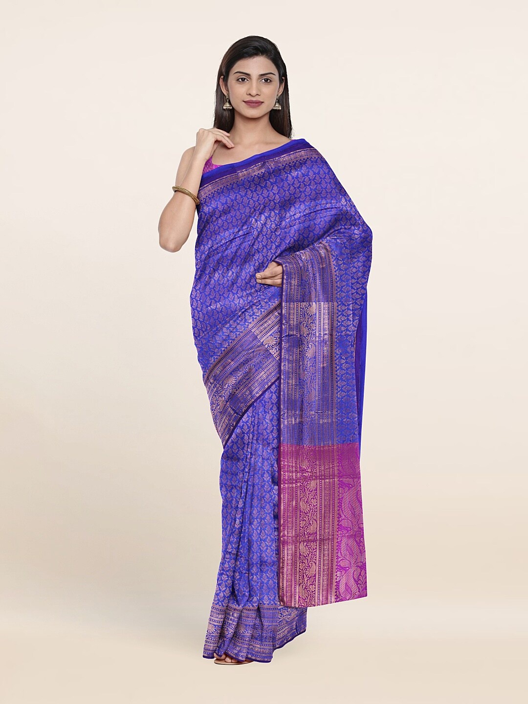 

Pothys Blue & Purple Woven Design Zari Saree